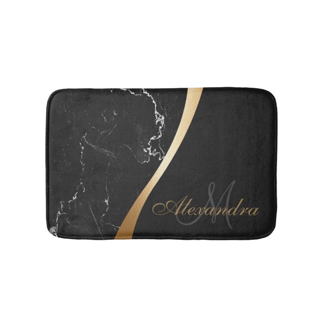 Black Marble Bath Mat (Front)
