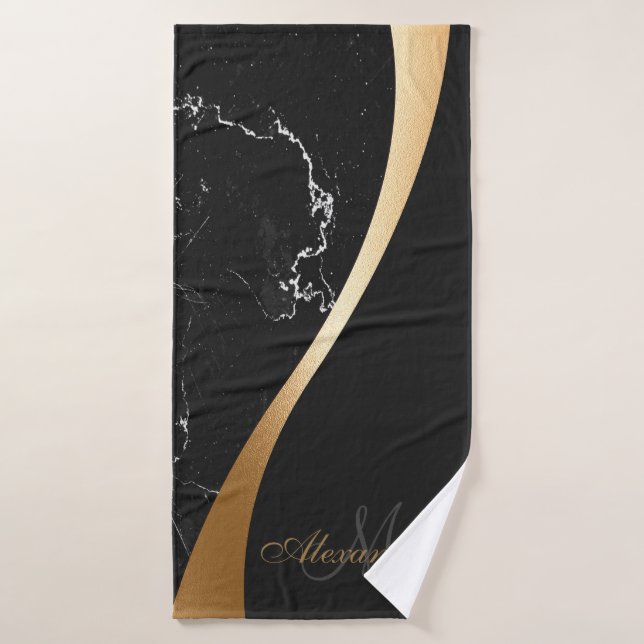 Black Marble Bath Towel Set (Bath Towel)