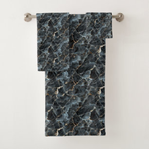 Black Marble Bath Towel Set