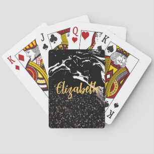 Black Marble/Black Glitter Playing Cards
