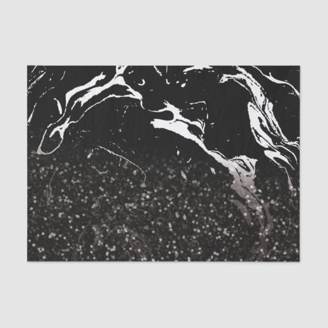 Black Marble/Black Glitter Tissue Paper (Front)