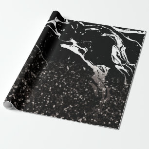 Black Marble/Black Glitter Wrapping Paper