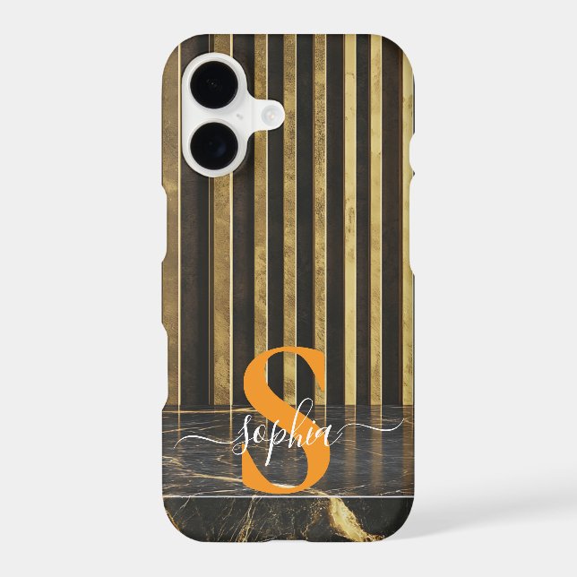 black marble chic gold glitter monogram (Back)