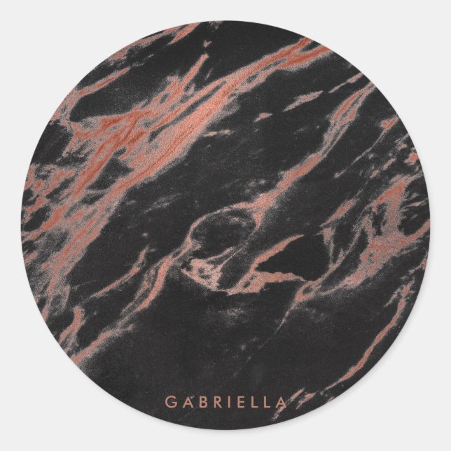 Black Marble Classic Round Sticker (Front)