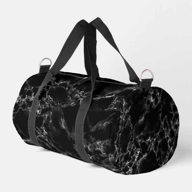 Black Marble Design Duffle Bag (Left Corner)