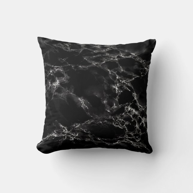 Black Marble Design Throw Pillow (Front)