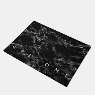 Black Marble Doormat - Welcome 