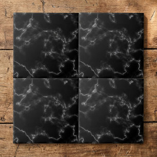 Black marble effect tile