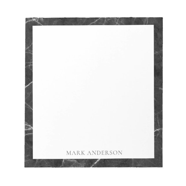 black marble elegant monogram notepad (Front)