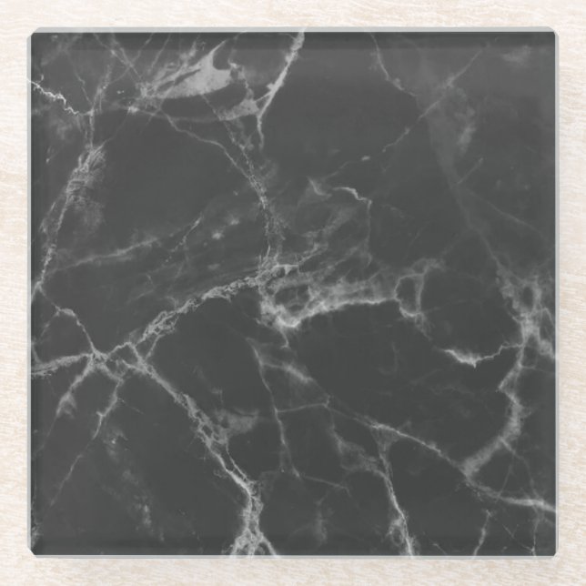 Black Marble Glass Coaster (Front)