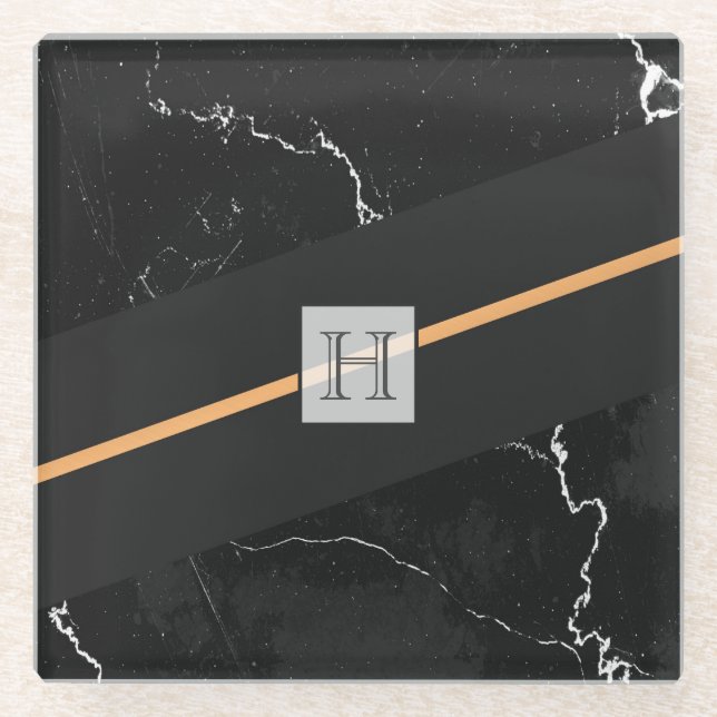 Black Marble Glass Coaster (Front)