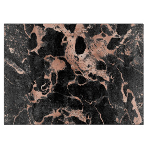Black marble glitter rose gold cutting board