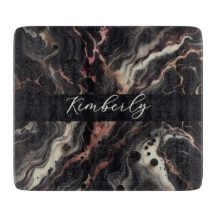 Black Marble Gold Accents Modern Elegant Kitchen Cutting Board