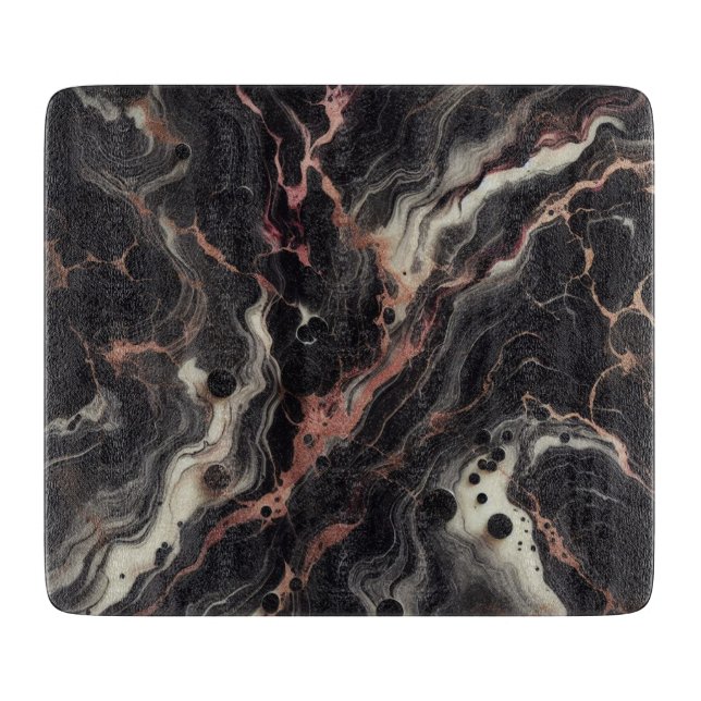 Black Marble Gold Accents Modern Elegant Kitchen Cutting Board (Front)
