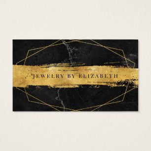 Black Marble Gold Brush Business Cards