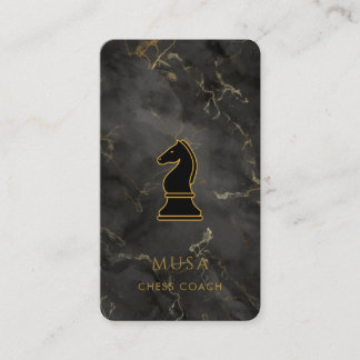 Black Marble & Gold Chess Coach Business Card