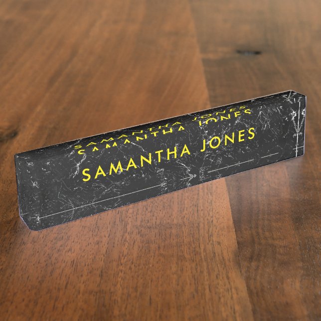 Black Marble Gold Classic Personalized Nameplate (Side)