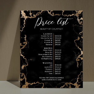 Black Marble & Gold Elegant Business Price List Poster