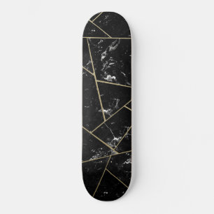 Black Marble Gold Geometric Glam #1 Skateboard