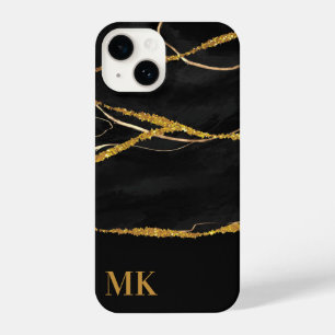 Black Marble Gold Glitter iPhone 14 Case