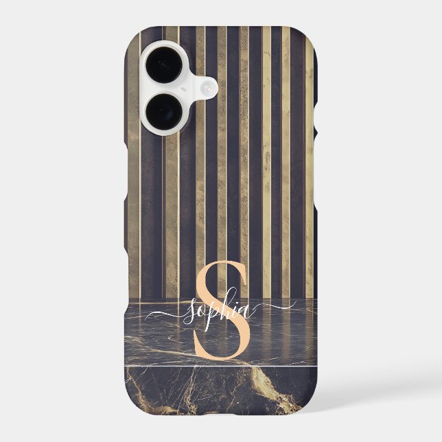black marble gold glitter monogram (Back)