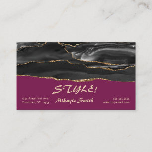 Black Marble Gold Glitter Stylist Beautcian Business Card