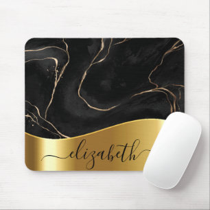 Black Marble Golden Foil Mouse Pad