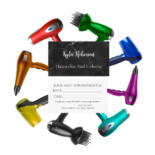 Black Marble Hairstylist Appointment Card