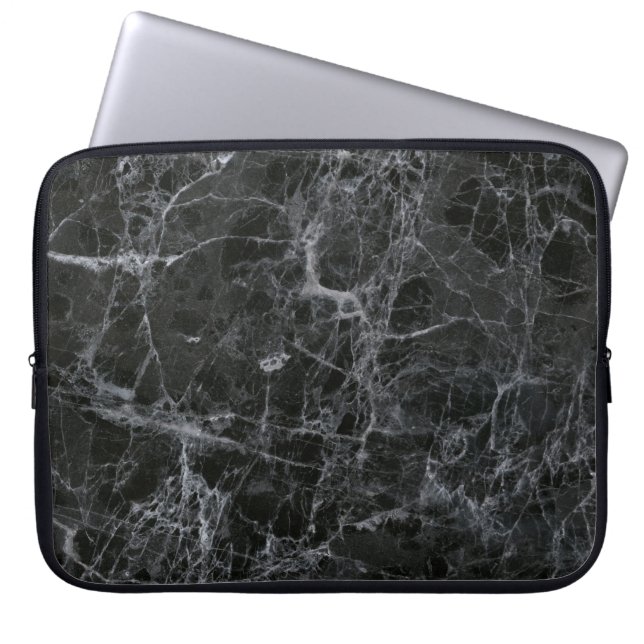 Black marble laptop sleeve (Front)