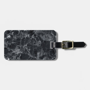 Black marble luggage tag