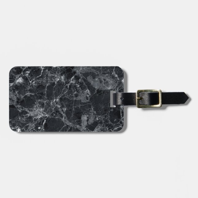 Black marble luggage tag (Front Horizontal)