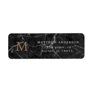 black marble masculine return address label