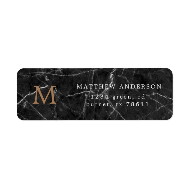 black marble masculine return address return address label (Front)