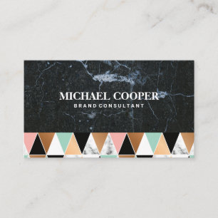 Black Marble   Modern Geometric Pattern Business Card