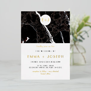 Black Marble Modern Simple Wedding Gold Foil