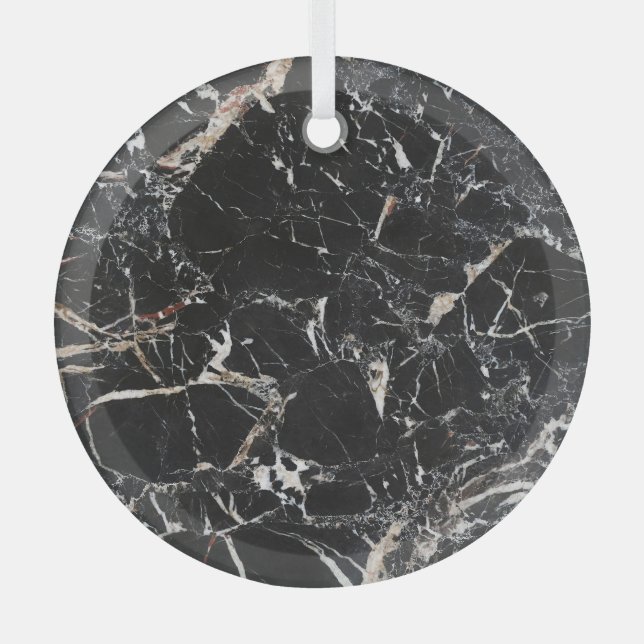 Black marble: natural abstract texture. glass tree decoration (Front)