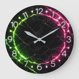 Black Marble Neon Clock Design