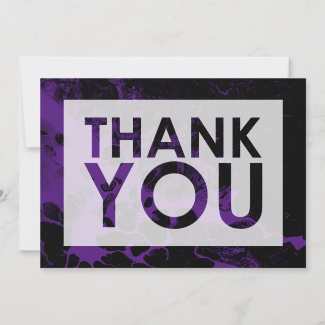 Black Marble Over Purple with Cutout Thank You Card (Front)