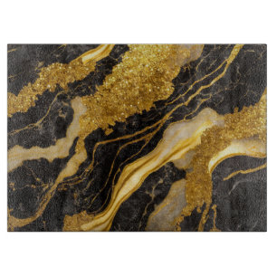 Black Marble Pattern with Gold Cutting Board