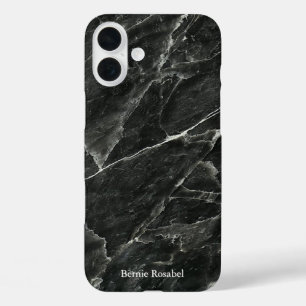 Black Marble Personalised iPhone 16 Plus Case
