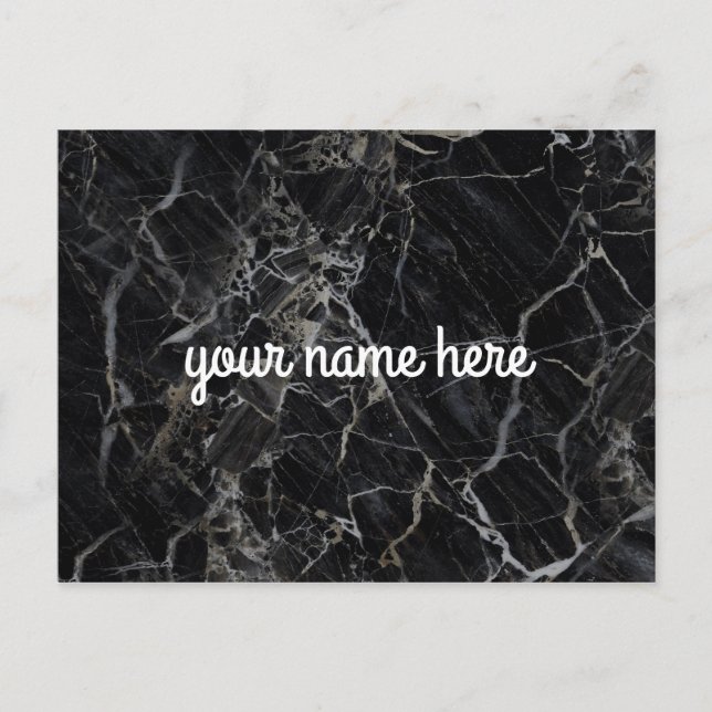 Black Marble Personalised Postcard (Front)