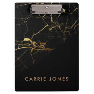 Black Marble Pretty Gold Business Elegant Minimal Clipboard