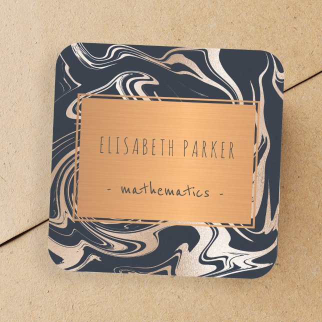 Black marble rose gold with copper label your name (Creator Uploaded)