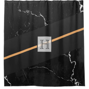 Black Marble Shower Curtain