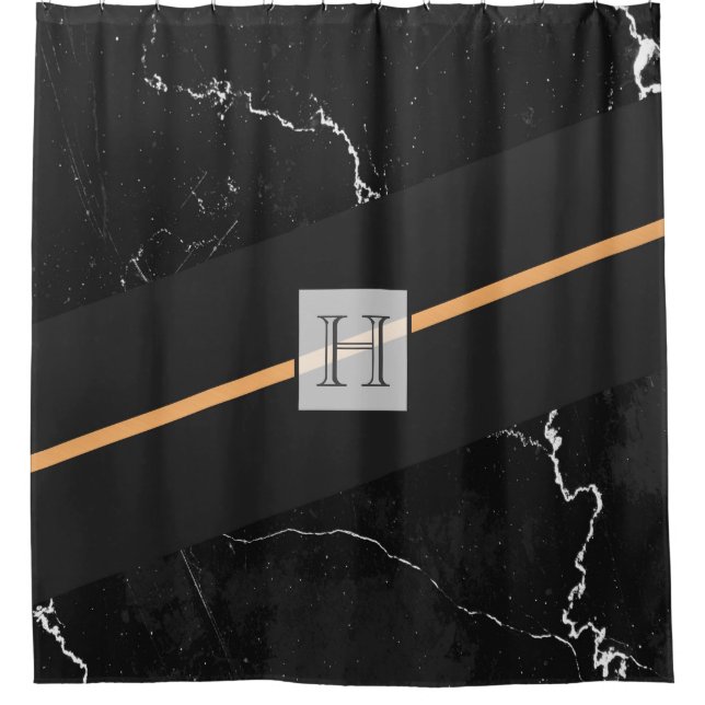 Black Marble Shower Curtain (Front)
