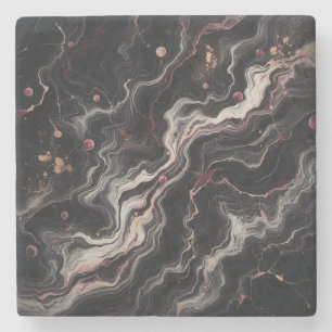 Black Marble Simple Stone & Granite Drinkware Coaster