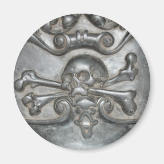 Black Marble Skull & Bones Fridge Magnets