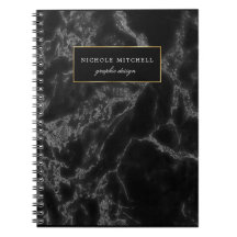 Black Marble Spiral Notebook
