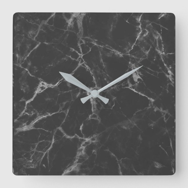 Black marble square wall clock (Front)