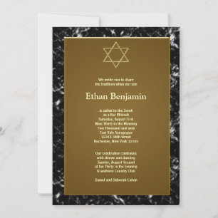 Black Marble Star of David Bar Mitzvah Invitation